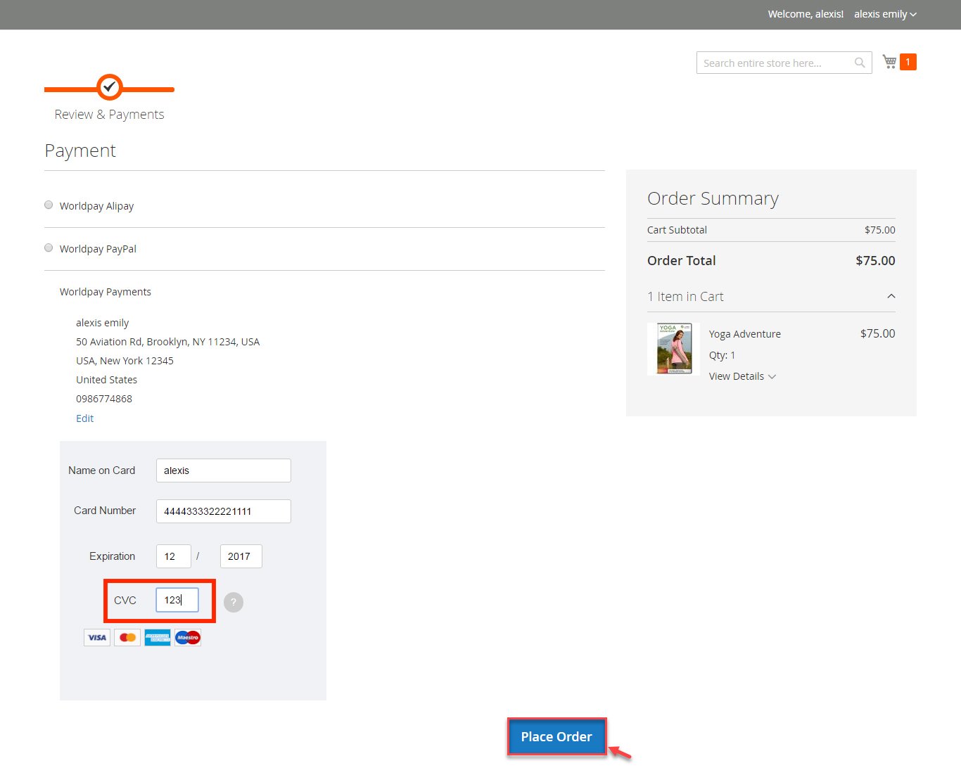 Magento 2 Worldpay Payment and Subscriptions Extension CVC