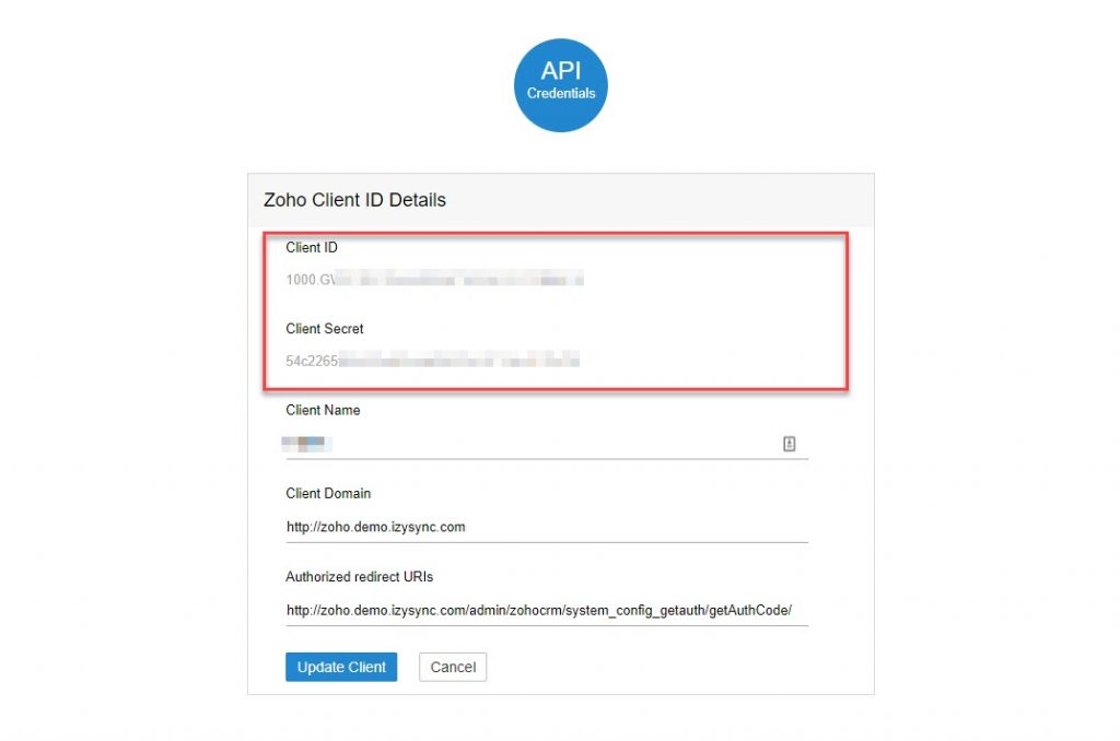 connect Zoho CRM to Magento 2: api credentials