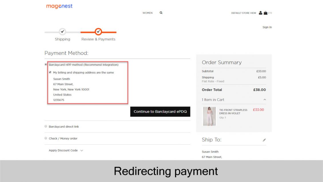 Barclaycard redirect payment