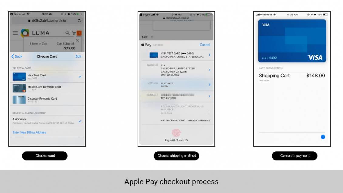 Apple Pay checkout process on Iphone