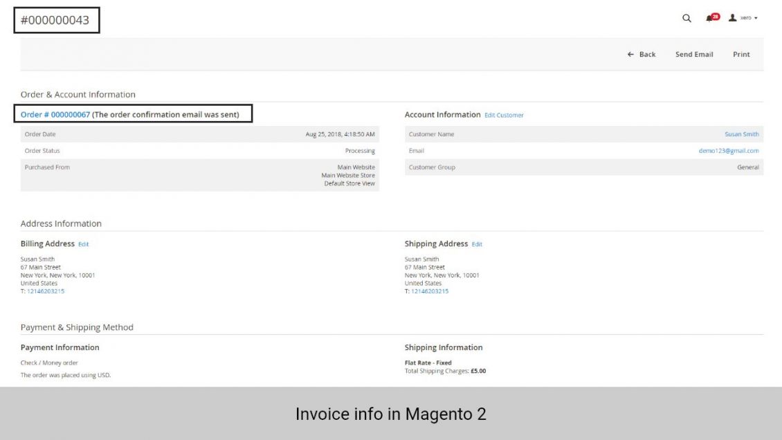 Invoice info in Magento 2