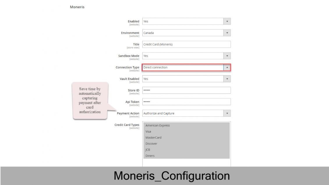 Moneris Configuration Direct Connection