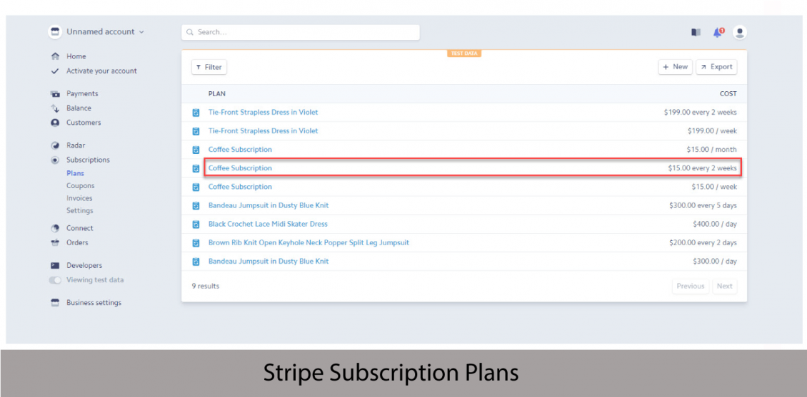 Stripe Subscription Plans