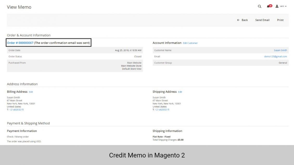 Credit memo info in Magento 2 