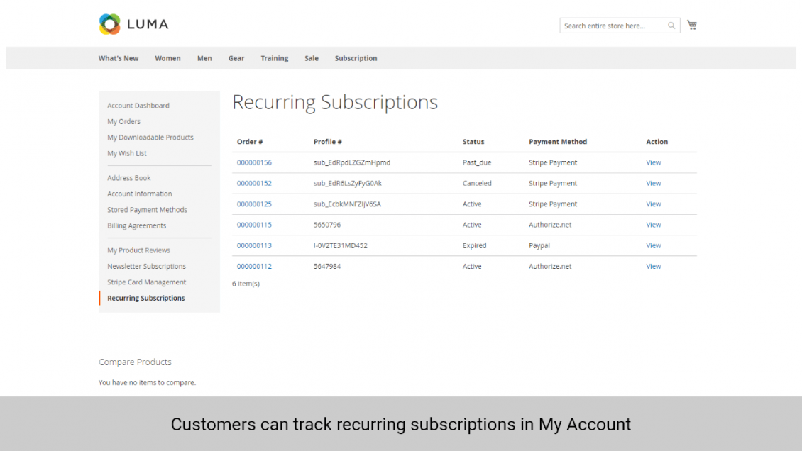 Magento 2 Subscription and Recurring Payments track recurring subsscription 