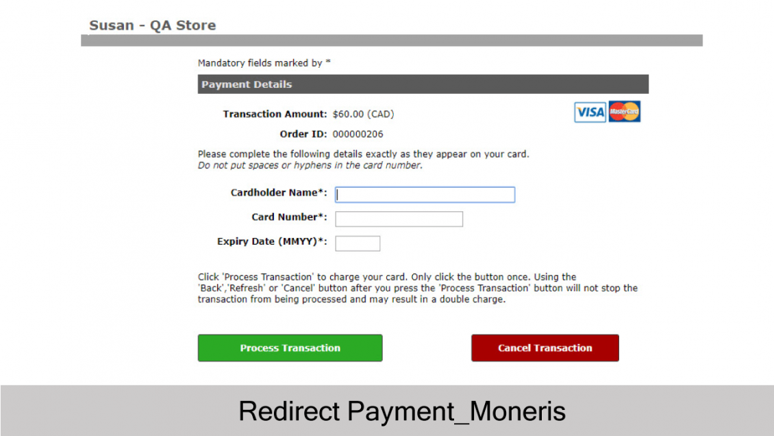Moneris Redirect Payment