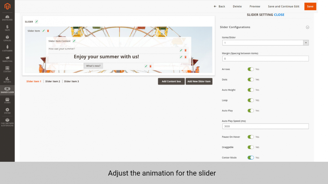 Magento banner extension adjust animation for slider