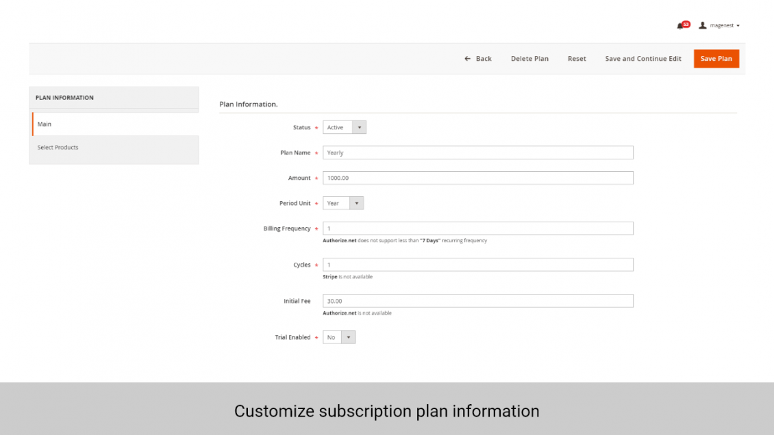 Magento 2 Subscription and Recurring Payments: subscription plan configuration