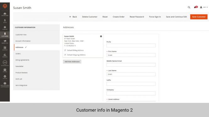 Customer info in Magento