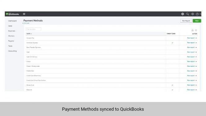Payment Methods from Magento 2 synchronized to QuickBooks