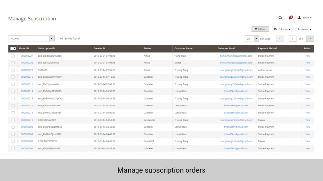 Magento 2 Subscription and Recurring Payments  manage subscription orders
