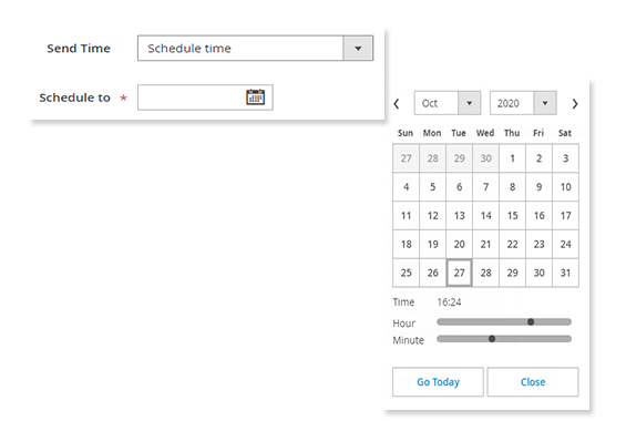 Magento 2 Notification Box schedule sending time