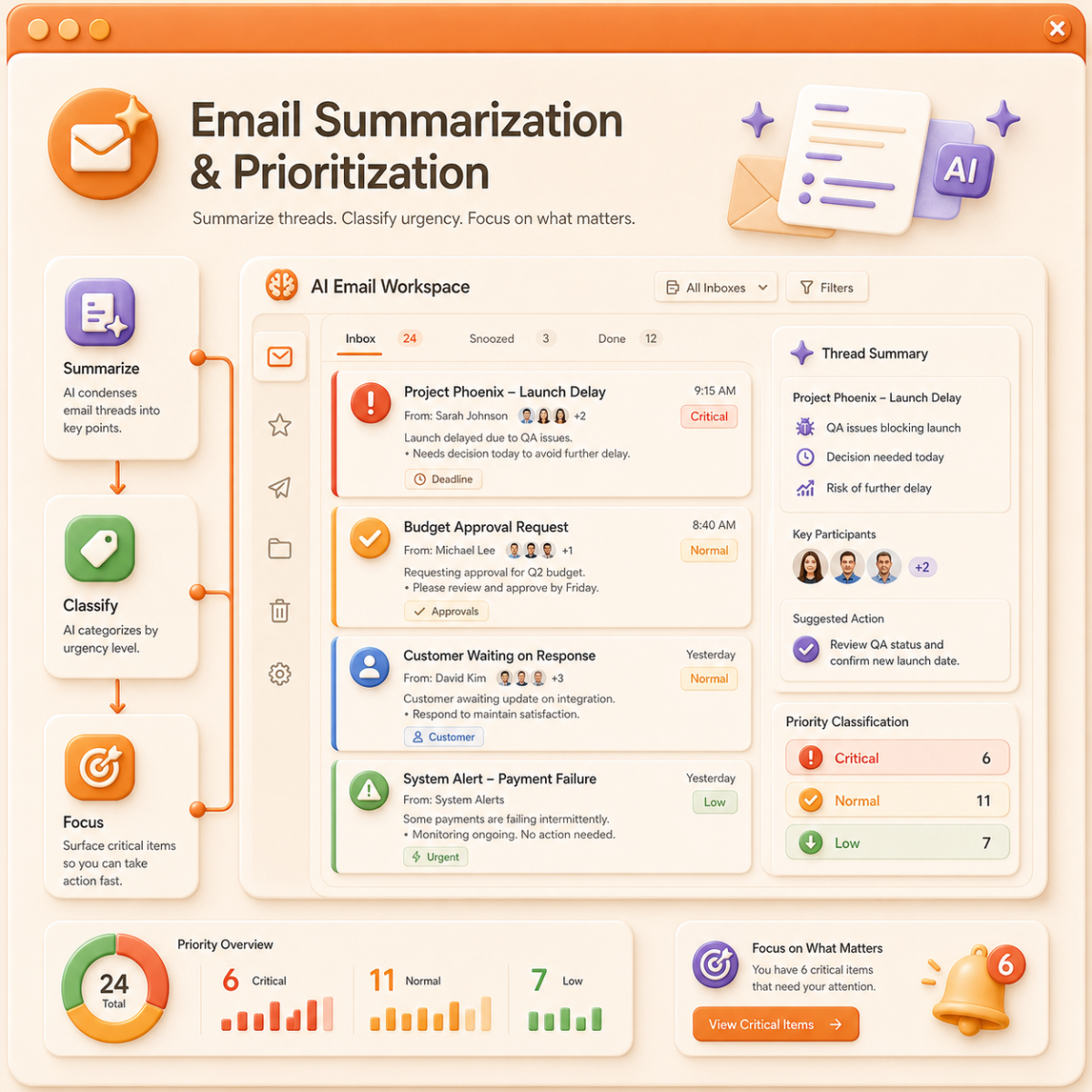 Email Summarization and Prioritization