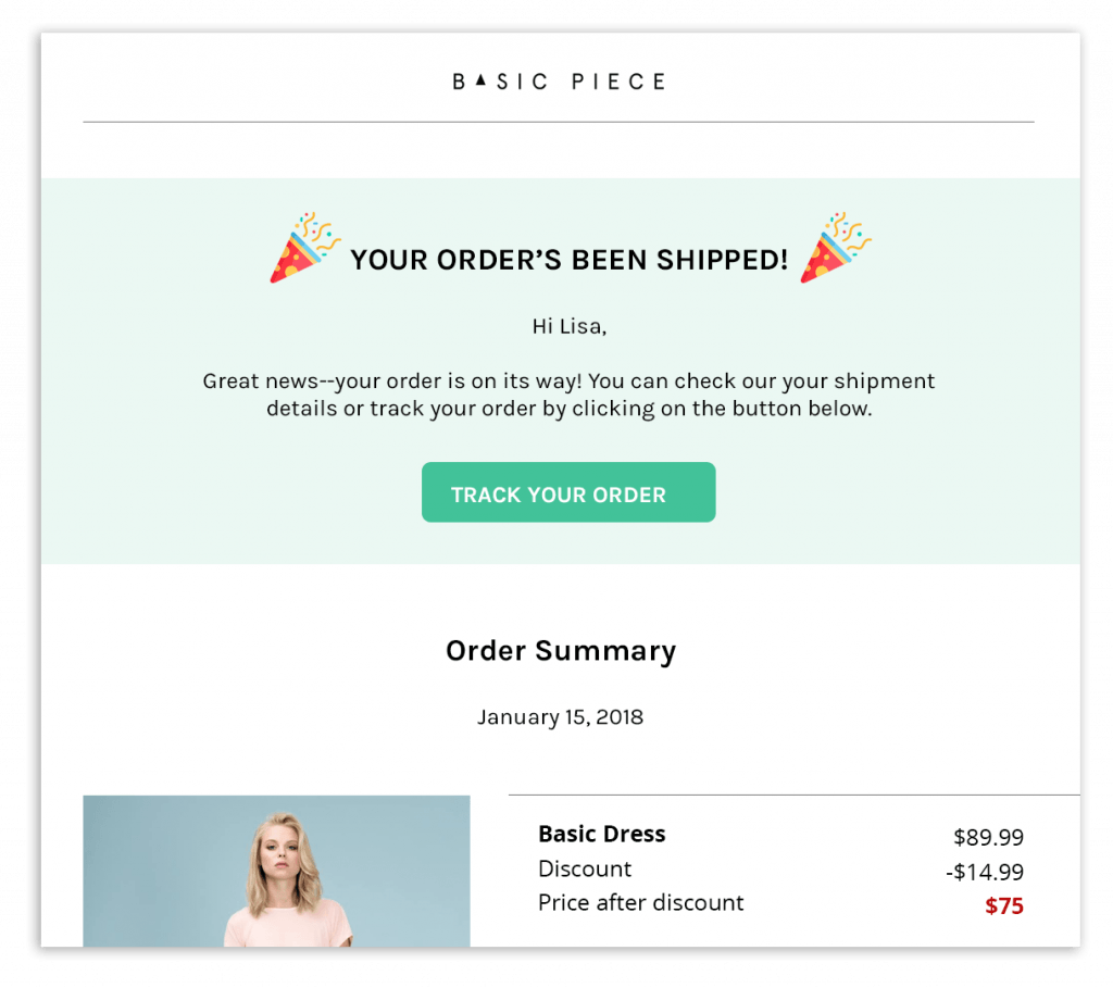 Order Confirmation Email Template