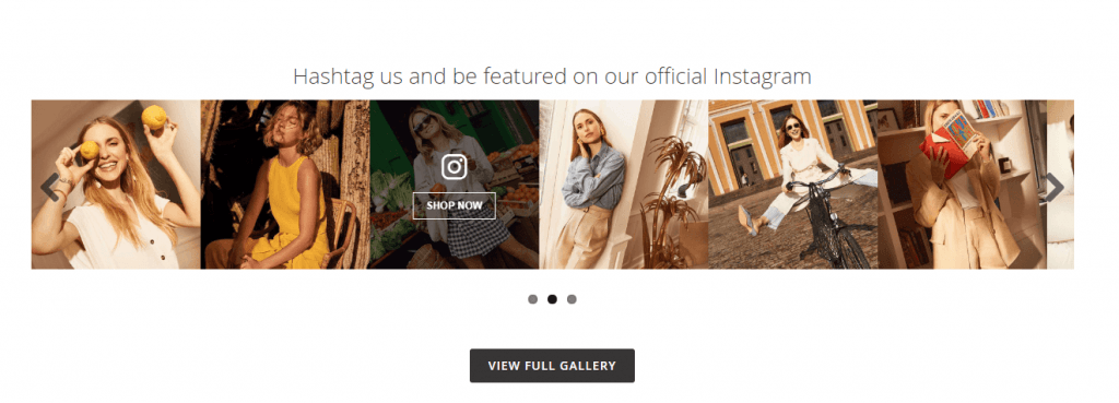 Magento 2 Instgram extension: Photo slider