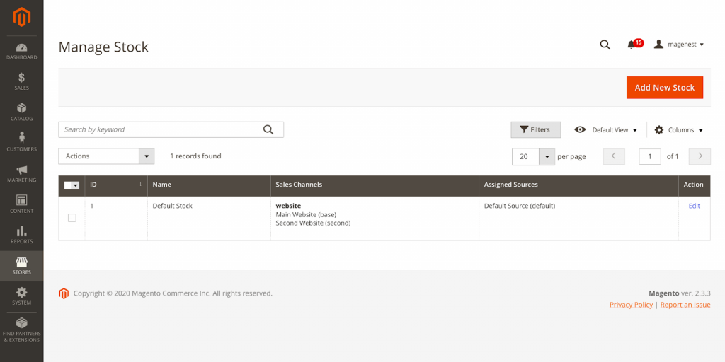 magento 2 multiple inventories: manage stock