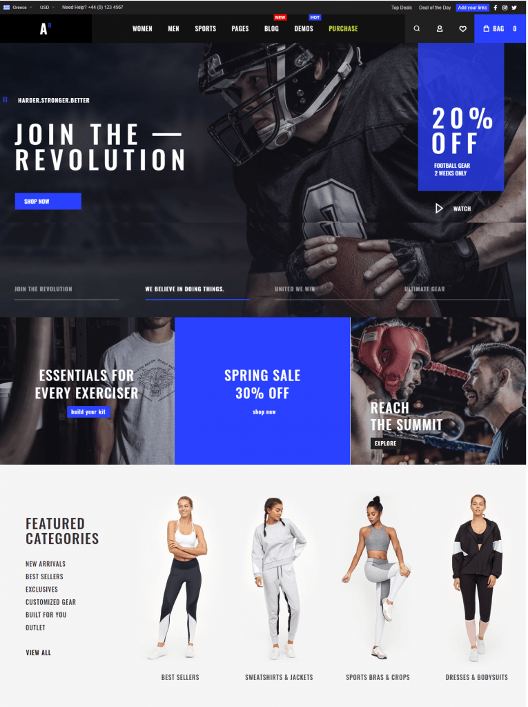 Magento 2 themes in 2020: athlete