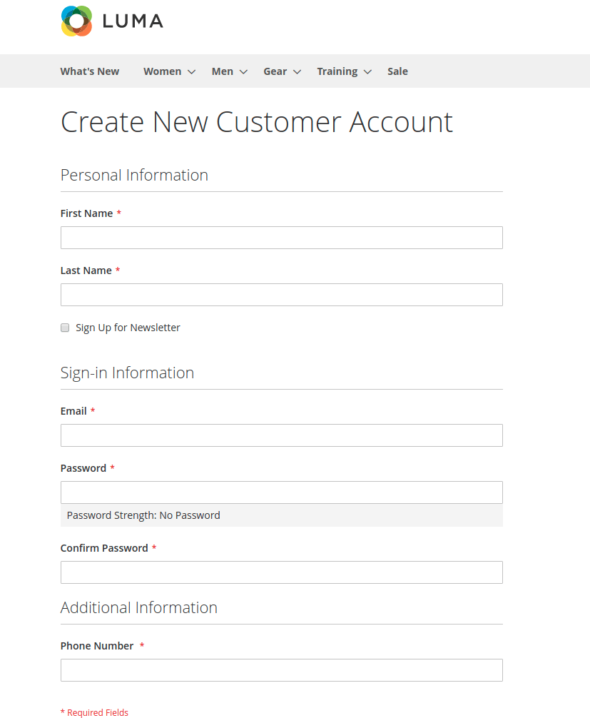 new attributes added in the registration page