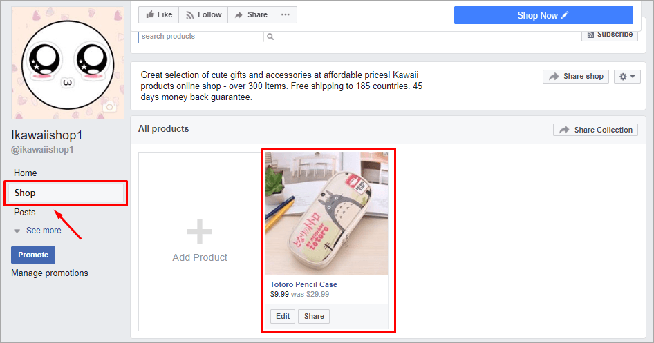 add products to facebook shops