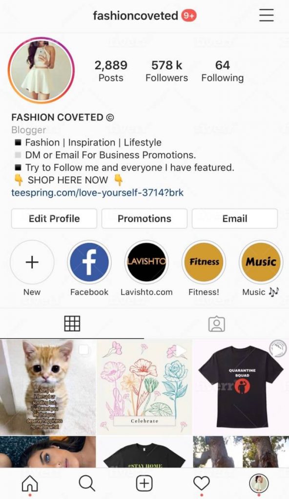 instagram shop example