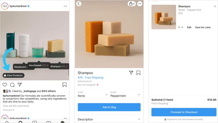 Mobile commerce trends: Instagram Checkout