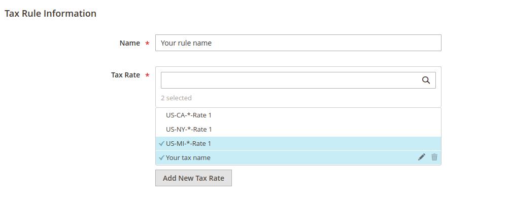 Tax rule infomation Magento 2
