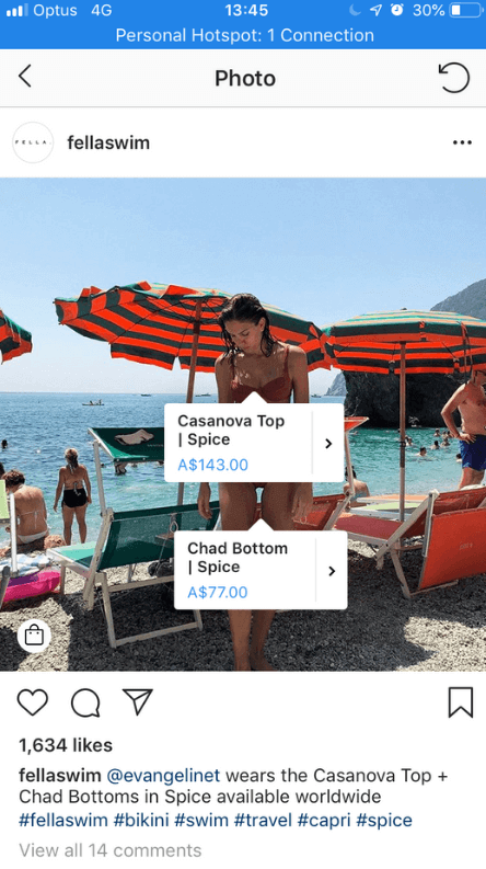 shoppable Instagram feed: user-generated content