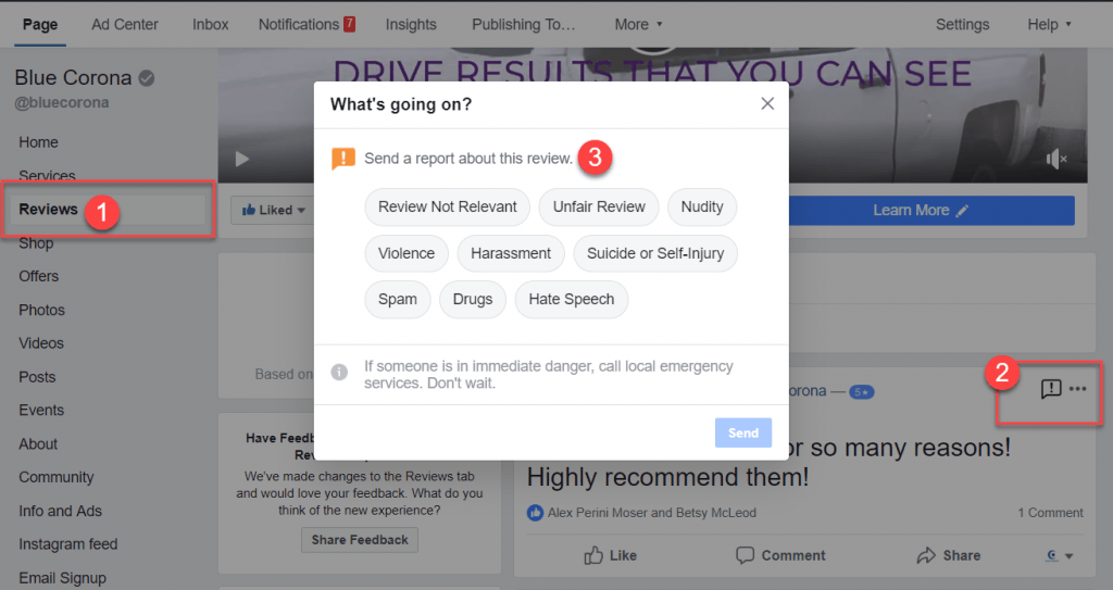 can you hide facebook reviews