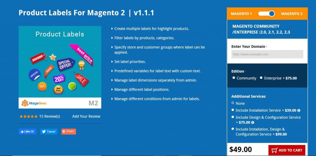 Magento 2 Product Label: magebees