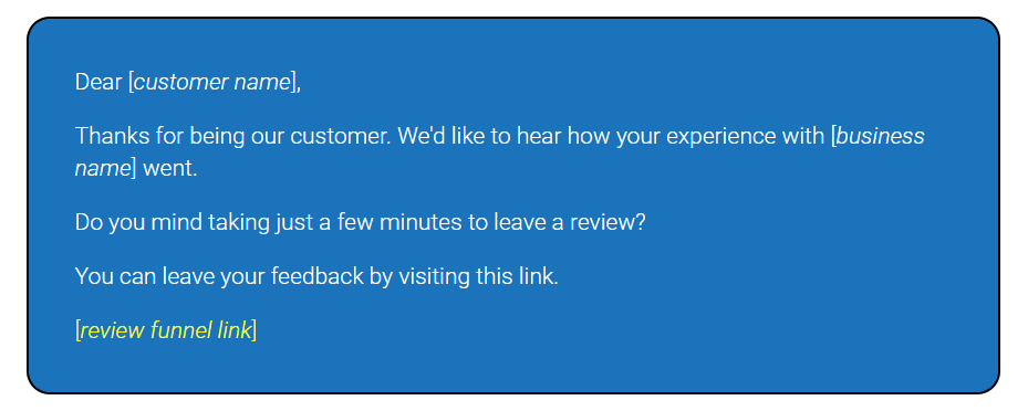 We'd like to hear from our customers!