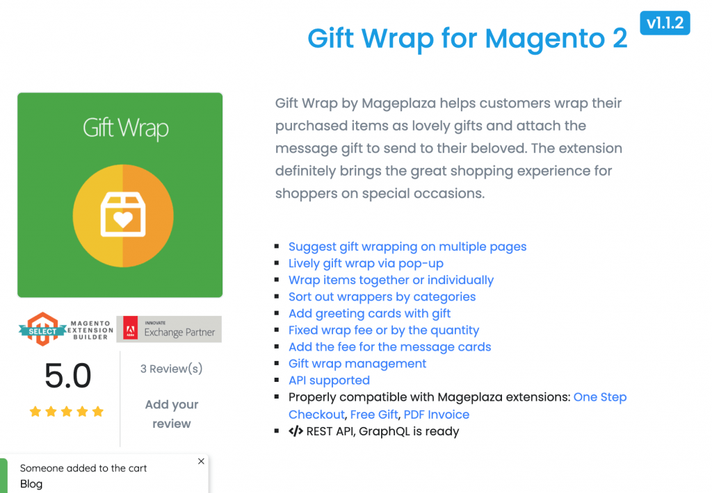 Magento 2 gift wrap: Mageplaza