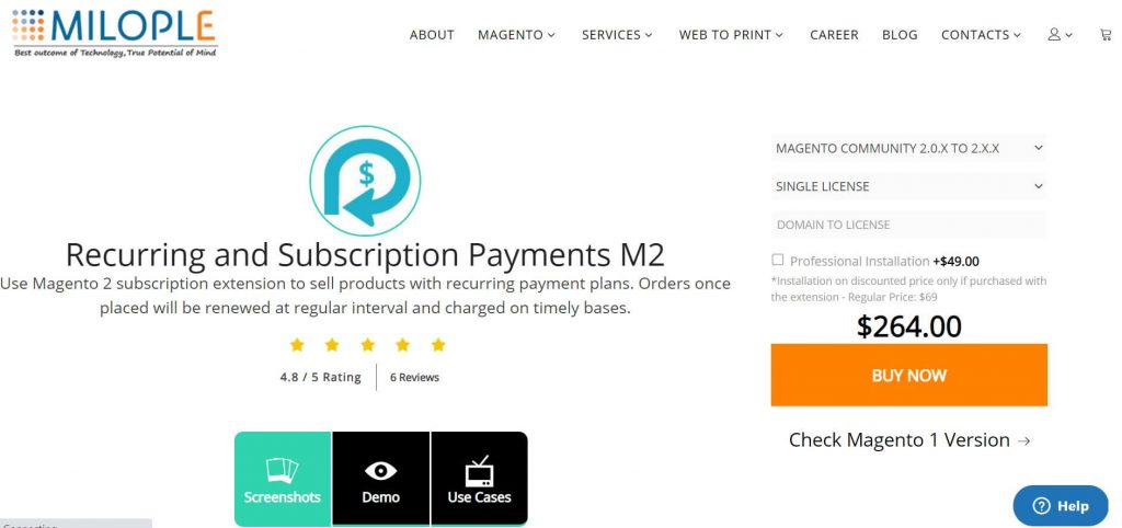 Best magento subscription: Milople