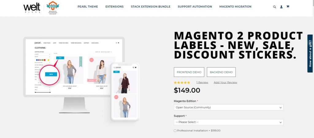 Magento 2 Product Label: Welt Pixel