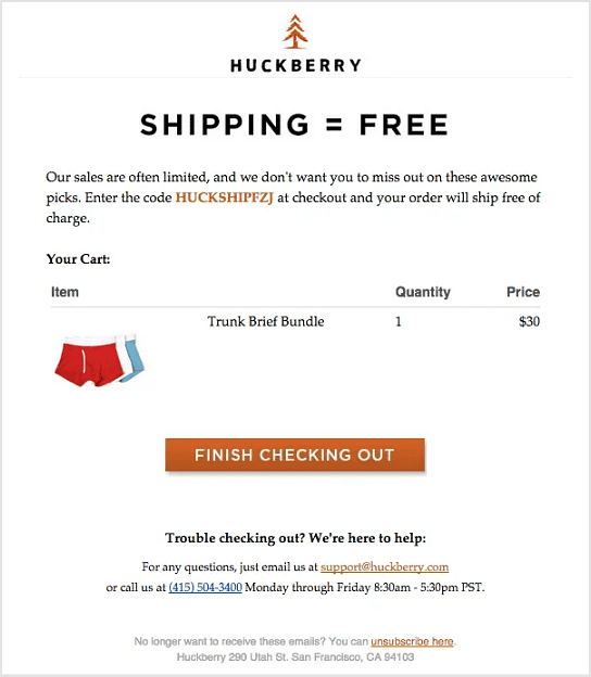 Huckberry offers free shipping