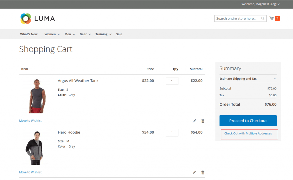 Choose Checkout with Multiple Address