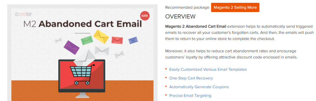 Magento 2 abandoned cart email extension by Land of Coder