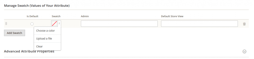 Swatches Magento 2: Complete the Advanced Properties