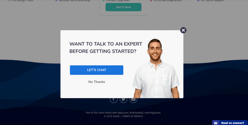 exit intent popup Offer Customer Service