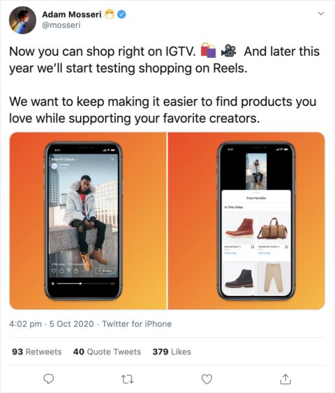 Instagram Shopping across IGTV