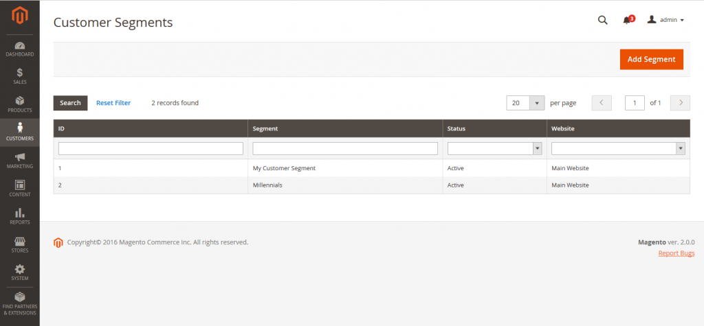 Magento 2 customer segmentation