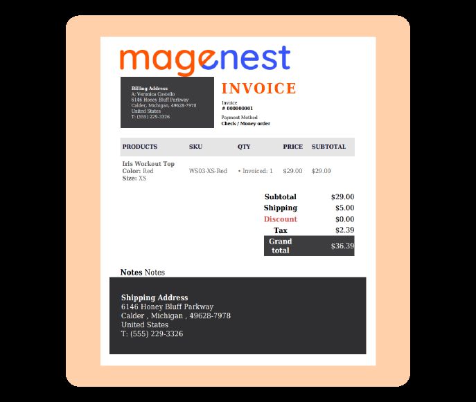 Magento 2 PDF invoice