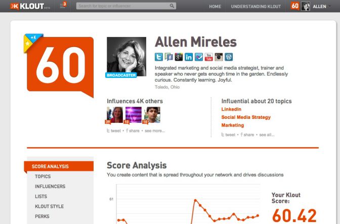 Typical examples of social proof: Klout