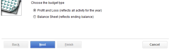  How to Create a Budget in QuickBooks - Step 2: Select Budget Type 