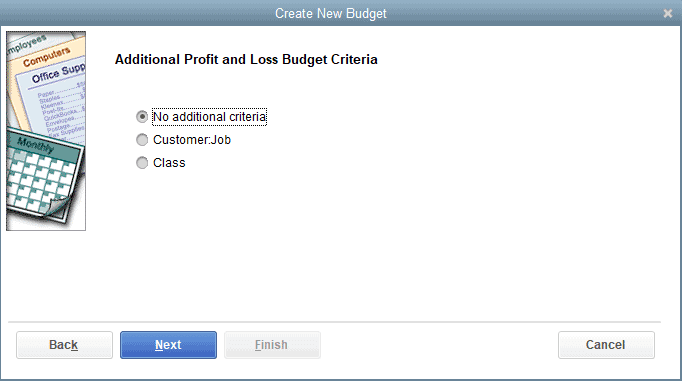 How to Create a Budget in QuickBooks - Step 3: Add Additional Criteria  