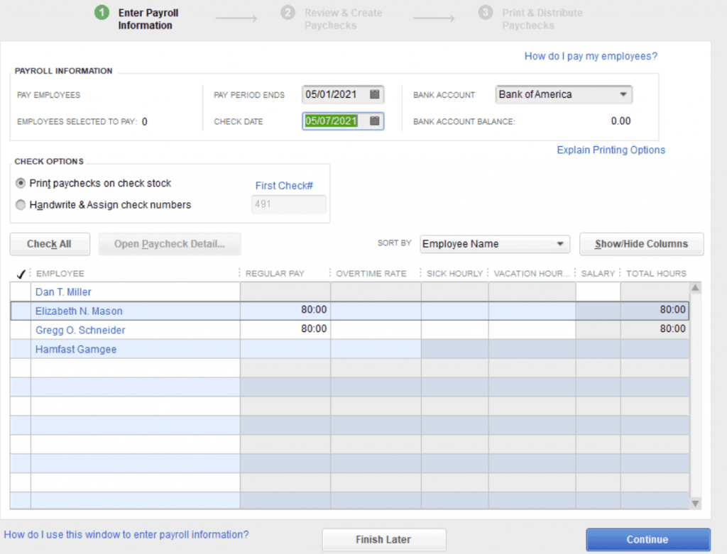 How to do Payroll in Quickbooks: Enter Payroll Information