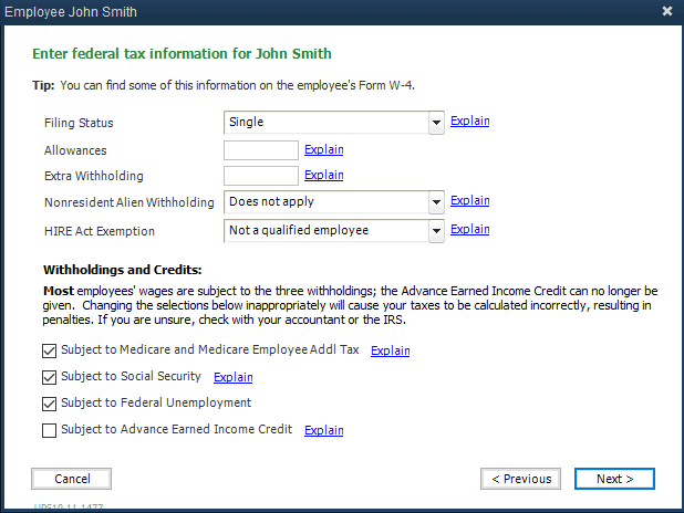 Federal and State Tax information