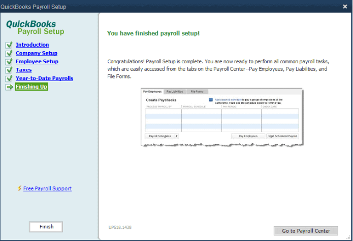 Finish set up Quickbooks payroll