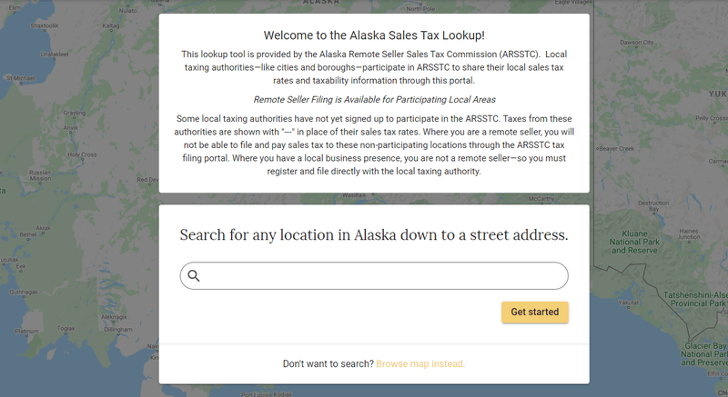 Tax lookup tool for Alaska’s sales