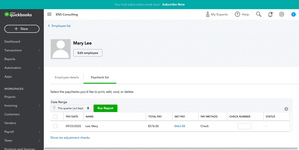 deleting a check in quickbooks payroll service