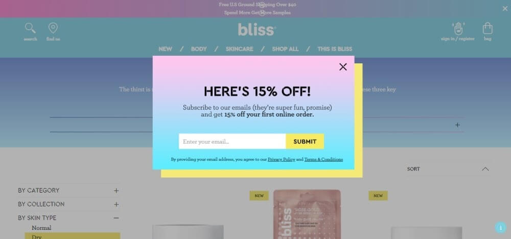 Machine learning example - on the Bliss website